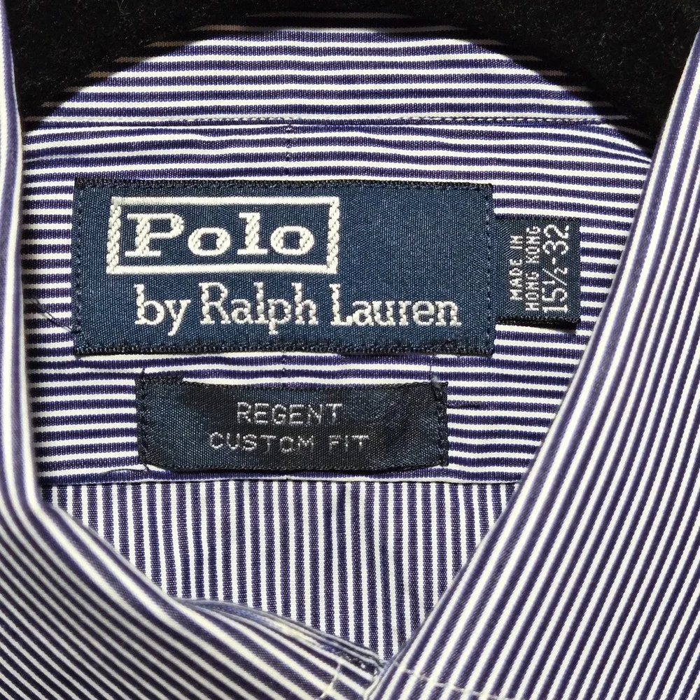 Polo Ralph Lauren Dress Shirt 15.5 32/33 Blue Striped Regent Custom Fit French